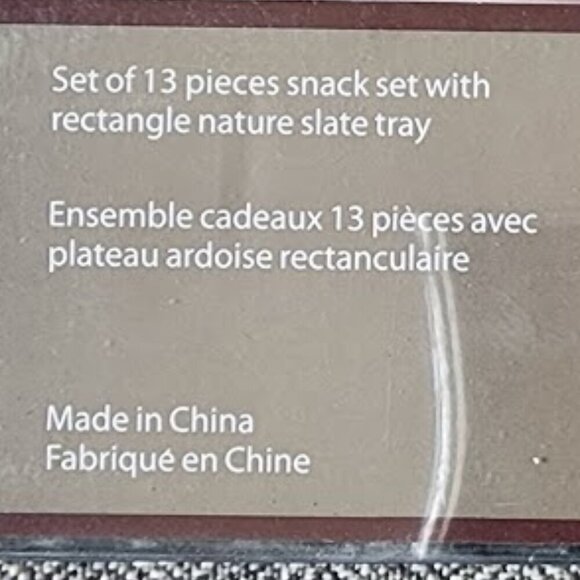 13 Piece Porcelain Snack Set with Rectangle Nature Slate Tray - Picture 9 of 9